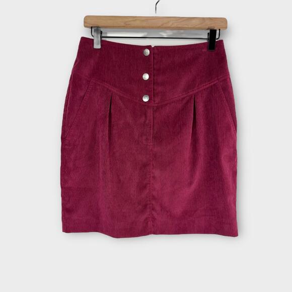 Rebecca Minkoff Brielle Skirt Burgundy Red Corduroy Stretch Women’s Size 4 Small - Picture 1 of 10